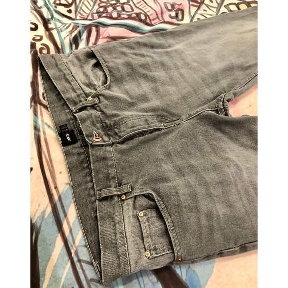 ASOS Rigid Gray Vintage Wash Slim Slouch Boyfriend Jeans Button Fly 36W 34L - Picture 10 of 12